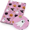Tela de Algodón Poliéster Fino o Tejido de Punto Elástico en Cuatro Direcciones con Estampado de Cabeza de Fantasma de Halloween para Bolsas de Patchwork DIY o Manteles
