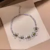 ¡Pulsera apilada de diamantes de colores! Pulsera de calabaza con circonita chapada en oro real, joyería de diseño niche estilo ins coreano para mujer