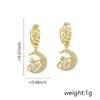 Moda Nuevo Ingreso Lujo Ligero Creativo Planeta Luna Hebilla de Oreja Cobre Chapado en Oro Transfronterizo Combinable Pendientes Elegantes para Mujer
