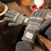 Guantes sin dedos de punto jacquard estilo Fair Isle retro compatibles con pantalla táctil para mujer, Guantes cálidos de invierno para exteriores, Ciclismo, Antifrío