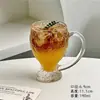 Taza de Cerveza Creativa para Uso en Casa, Taza de Café Engrosada con Asa, Vaso de Vidrio para Cerveza Artesanal y Vino de Trigo, Vaso de Vidrio para Jugos y Bebidas Frías
