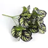 Planta Artificial Planta Verde Maceta Hojas Decorativas Pared de Plantas Arreglo Floral Accesorios Ramo de 7 Horquillas Hoja de Tortuga Hoja de Rábano Verde