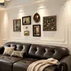 Pintura colgante francesa, pintura decorativa vintage americana, pintura de pared para fondo de sofá de sala de estar, pintura de nicho de estilo antiguo medio, pintura combinada para restaurante