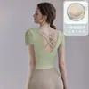 Tops Deportivos a Prueba de Golpes de Manga Corta con Almohadillas en el Pecho, Mallas de Secado Rápido, Tops de Yoga de Manga Corta para Mujer, Ropa Interior Deportiva de Alta Gama para Mujer