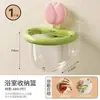 Cesta de almacenamiento de ventosa de tulipán para uso doméstico, cesta de almacenamiento de artículos de tocador de baño montada en la pared, caja de almacenamiento para toallitas de lavado de residuos