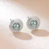 Promoção transmitida ao vivo: Brincos Redondos Retro de Jade Azul Natural que Não Desbota, Pequenos, Delicados, Simples, Versáteis