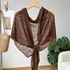 Chal Estilo Coreano para Mujer 2026 Nuevo Modelo de Seda de Hielo Lino Bufanda Triangular Verano Protección Solar Bufanda Tejida Chal para Cheongsam