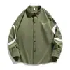 Camisa de Jardinería Lavada Pesada Otoño 2027 Estilo Sencillo de Moda Unisex para Hombre Chaqueta Camisa de Manga Larga