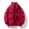 Estilo popular transfronterizo cuello alto color liso algodón chaqueta unisex invierno chaqueta pan talla grande engrosada cálida holgada top moda