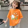 Camiseta de Verano de Manga Corta para Niña 2026 Nuevo Estilo Moda Infantil Estilo Coreano Camiseta de Verano para Niña Camiseta de Algodón Puro Top de Media Manga