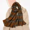 Cachecol Feminino Novo Estilo Britânico Caxemira Outono e Inverno Xadrez Vintage Versátil Longo Espessado Quente Extra Grande Echarpe