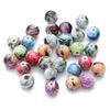 Paquete de 100 cuentas de resina para manualidades, accesorios de joyería hechos a mano, cuentas redondas sueltas con pintura de tinta de colores variados, venta al por mayor