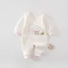 Enterizo de algodón sin costuras para bebé recién nacido, con broches en la entrepierna y protección para la barriga, para otoño e invierno, ropa para lactantes y niños pequeños