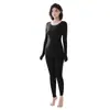 Camada Base de Beleza para Pele com Ácido Hialurônico Térmico para Mulheres, Roupa Íntima Térmica Ultrafina, Conjunto Básico de Top e Calça Sem Costura para Outono e Inverno