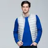 Novo colete de penas masculino outono e inverno 2024 colete de penas curto leve colete sem mangas casaco com gola fino