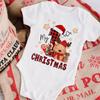 2023 Natal Nova série Meu 1º Natal algodão bebê macacão manga curta bebê macacão