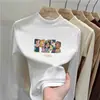 Camiseta linda y casual de manga larga para niñas, nueva colección otoño/invierno 2026, hecha de tela polar suave, estilo pullover con cuello semialto