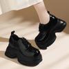 Mocasines de Suela Gruesa en Charol para Mujer, Nuevo Estilo Primavera y Otoño 2026, Zapatos de Salón Británicos de Tacón Alto, Zapatos de Cuero Negros de Verano, Zapatos de Plataforma