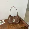 Colección Otoño 2026: Bolso Pequeño Cuadrado Bordado de Trébol de Cuatro Hojas Estilo Chino Artístico y Tradicional, Bolso Cruzado Elegante para Mujer
