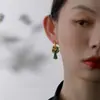 Nuevos pendientes de abanico de esmalte de goteo de moda china para mujer, diseño de nicho de alta gama, pendientes multipintados