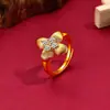Anel de diamante com pétala de flor para mulheres, novo estilo chinês 2026, design de filigrana micro-pavimentado, nicho, único, elegante, anel versátil