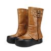 Botas de Mujer Botas Largas Adelgazantes 2024 Otoño e Invierno Nuevas Botas de Mujer Versión Alta Piel de Vaca Capa Superior Suela Gruesa Botas Altas Explosivas