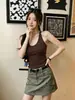 Camisola de Moda para Mujer con Cuello Halter, Diseño Primavera/Verano con Copas, Adecuada para Usar en Capas o Sola, Top sin Mangas para Mujer