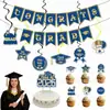 Conjunto de Decoração de Fundo para Festa Temática de Cerimônia de Formatura Novo Estilo Transfronteiriça com Bandeiras, Pingentes Espirais e Enfeites de Favo de Mel, Personalizável
