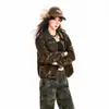 Traje de mezclilla transfronterizo para mujer, con estampado de camuflaje, chaqueta ligeramente acampanada, corte ajustado estilo americano, pantalón largo de camuflaje y chaqueta de camuflaje de longitud extendida
