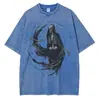 [Transfronterizo 230g] Camiseta Estampada para Hombre con Gráfico de Calavera Camiseta Casual Street Wear Algodón Top para Hombre