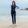 Traje de buceo de Corea del Sur para mujer, traje de baño dividido con protección solar, pantalones de manga larga, ropa de medusas, traje de surf adelgazante de secado rápido, traje de baño de esnórquel