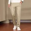 Pantalones casuales para hombre de fibra de bambú, color liso, resistentes a las arrugas, colección otoño 2026 nueva, pierna recta, corte ajustado, elásticos, versátiles, largos, venta al por mayor