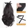 Peluca de Cola de Caballo Corta Rizada Flor de Pera para Mujer, Cola de Caballo Baja Esponjosa, Cabello Sintético Natural, Peluca de Cola de Caballo Larga con Trenzas