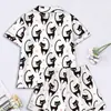 Fabricante de Conjunto de Pijama Cardigan Preto de Seda Leite Transfronteiriço Europeu e Americano para Mulheres, Shorts de Manga Curta, Roupa de Casa Casual Respirável