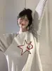 Camiseta de Manga Larga con Estampado Divertido de Estrellas, Empalme de Color Contrastante, Moda Femenina, Versátil, Diseño Rayado, Top de Cuello Redondo