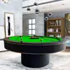 Mesa de Billar Redonda para Bares, KTVs, Lugares de Fiesta, Mesa de Billar Estilo Americano Ocho Bola Negra Estándar para Adultos, Interior Dos en Uno