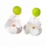 Brincos de flor de resina com pino de prata, estilo fresco e doce, acessórios elegantes para feriado, brincos de luxo leve de alta qualidade para atacado