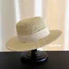 Sombrero de Paja Retro Británico de Ala Plana Estilo Casual Perezoso para Mujer, Sombrero de Sol Versátil para Protección Solar de Verano