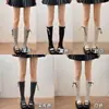 Pierneras Retro de Lunares de Verano Calcetines Sueltos con Lazo Estilo Y2K Japonés Cubrepiernas Adelgazantes para Mujer Calcetines Femeninos de Media Pantorrilla