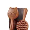 Peine de Sándalo Dorado Peine Masajeador Peine de Gato Lindo de Dibujos Animados Creativo Peine para el Cabello Largo del Hogar Exquisito Peine de Dientes Gruesos para el Cuidado del Cabello