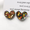 Zhen Tu Dopamina Brillo Colorido Dulce Versátil Pendientes en Forma de Corazón Pinzas para el Cabello Funda para Teléfono Pegatinas Accesorios DIY
