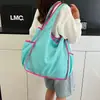 Bolsa de compras plegable ecológica, poliéster, gran capacidad, color liso, bolsa de mano ecológica, bolsa portátil para la compra para supermercados, plegable