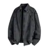 Jaqueta Patchwork Muxi Clothing Estilo High Street Americano para Homens, Marca Tendência, Design Cool e Estiloso com Zíper Jaqueta Biker