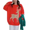 Nueva Colección de Punto Otoño e Invierno y Navidad de Amazon Suéter Europeo y Americano de Punto Cuello Redondo Punto de Navidad Reno Punto Rojo