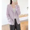 Tiro real: Cardigã de malha com capuz feminino para o início do outono, estilo coreano, caimento solto, emagrecedor, casaco suéter de mistura de lã canelado