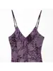 Zha Jia Red Moda Aliexpress Más Vendido Vestido de Seda Europeo y Americano para Mujer Transfronterizo Terciopelo en Capas Púrpura Poliéster Elástico Za