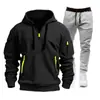 Traje de Sudadera Deportiva Otoño e Invierno Transfronterizo 2024 para Hombre con Cremallera Sudaderas Ropa Deportiva Traje Suéter Suéter Conjunto de Dos Piezas