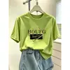 Camiseta de manga corta tie-dye azul con diseño único para mujer, moderna y versátil, adelgazante, hombro normal, top de algodón puro, verano 2026