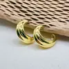 Pendientes Anchos Populares Europeos y Americanos Transfronterizos en Forma de C para Mujer, Pendientes de Aro de Cobre Galvanizado Estilo Ins Oro Real 18K, Pendientes Elegantes al por Mayor