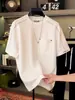 Pantalón distintivo de verano nuevo Cuello redondo Manga corta Ins Trendy Casual Todo-combinable Estilo coreano Costuras Camiseta transpirable Top para hombre